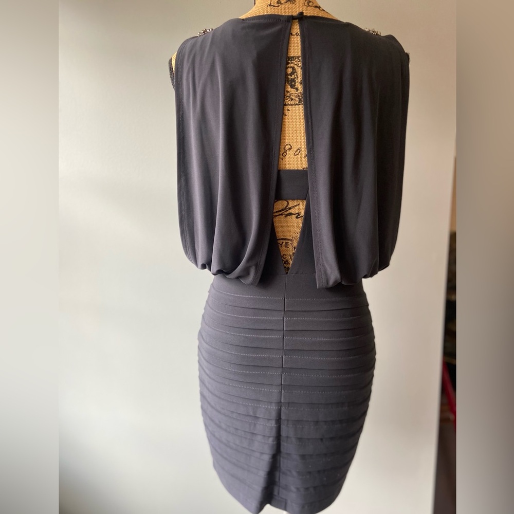 Cache Charcoal Sleeveless Formal/Cocktail Dress with Embellished Details Sz 2